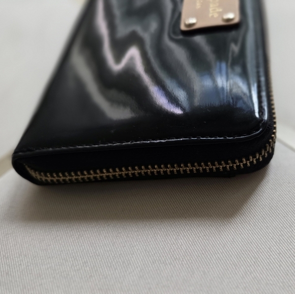 Kate Spade Neda Henry Street Patent Leather Zipper Accordion Wallet Black - Picture 4 of 7